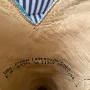 Woman’s Gray, blue and cream boots. Size 8.